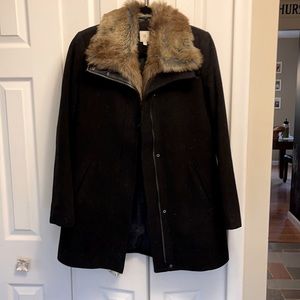Lark and Ro Black Coat with removable fur - size small